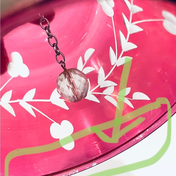 Vintage Dinner Bell Cranberry Ruby Red Etched Floral Glass - Picture 10 of 12